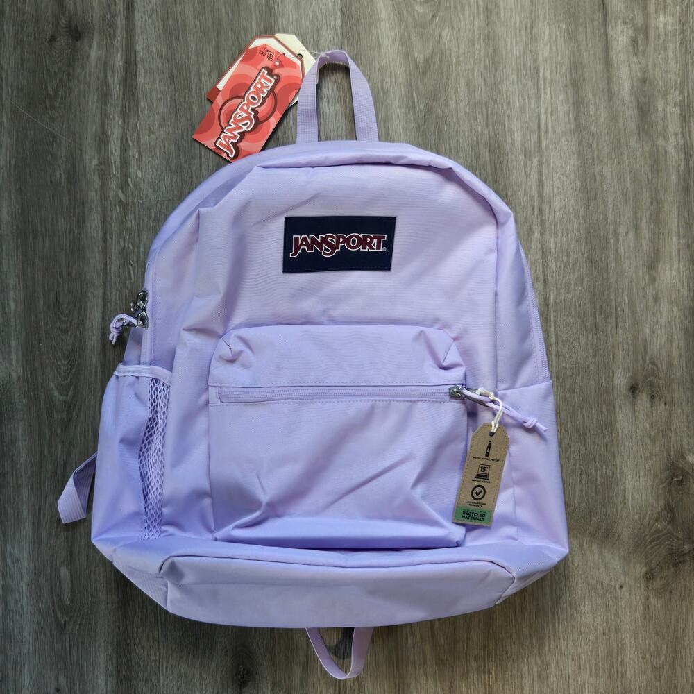 NEW Jansport Backpack Purple Cross Town Plus Student Bookbag Travel Bag School